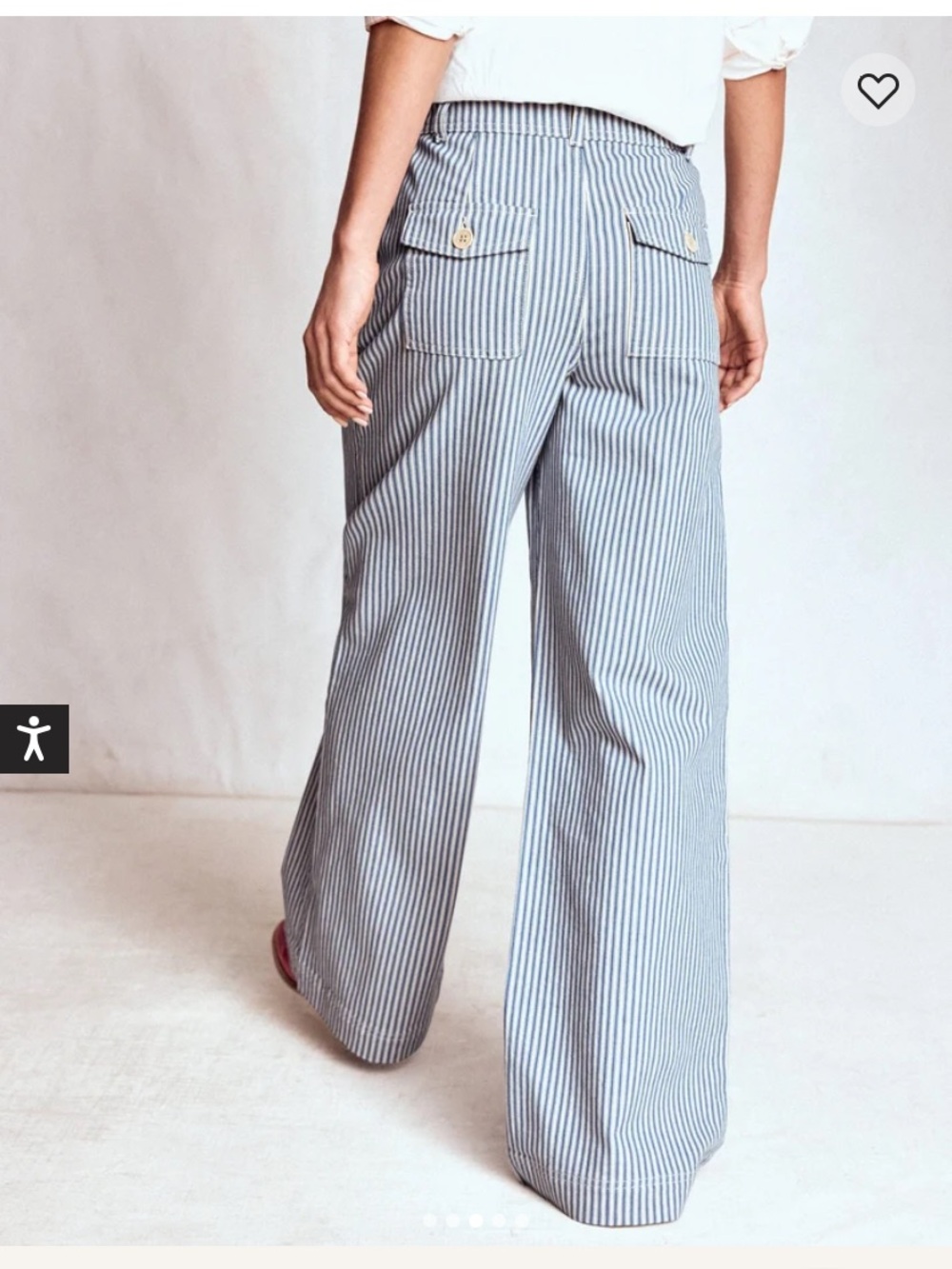 Boden Brompton Wide Leg Pants Blue Stripe Womens 2 - Picture 2 of 5
